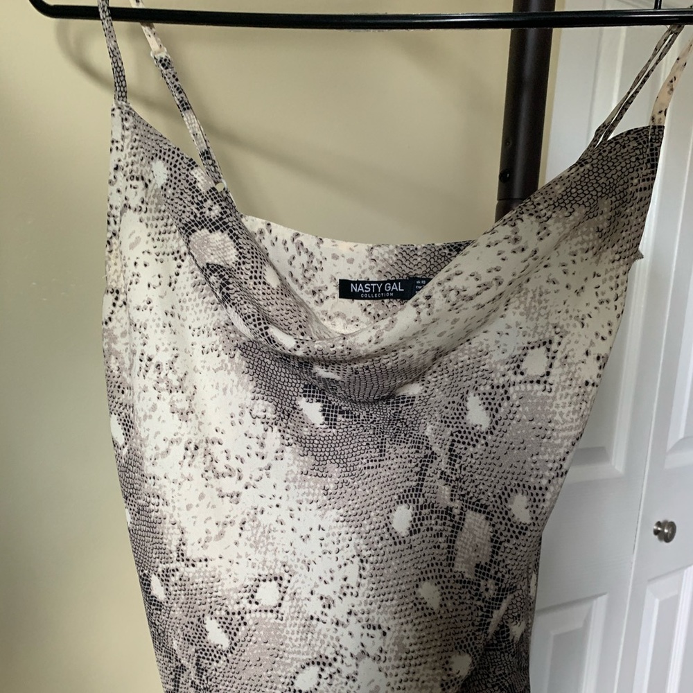 Snakeskin Cowl Neck Tank Top